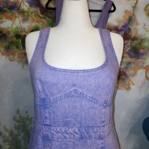 NWT Pink Washed Denim Corset Bust Midi Dress - Picture 5 of 9